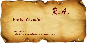 Rada Aladár névjegykártya